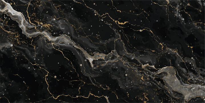 Luxury Black Marble Texture EPS Vector Background with Gold Veining for Ceramic Tile Design, Interior Surface Pattern, Decorative Wallpaper, Granite Stone Effect, Premium Adobe Illustrator Artwork