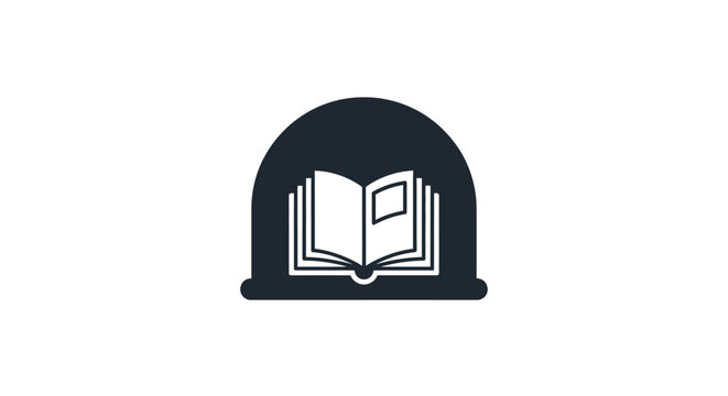 Black and white book icon symbol.