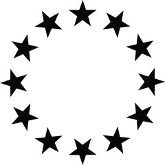 Obraz premium a simple graphic depiction of a circle composed of twelve black five pointed stars arranged evenly on a white background symbolizing unity