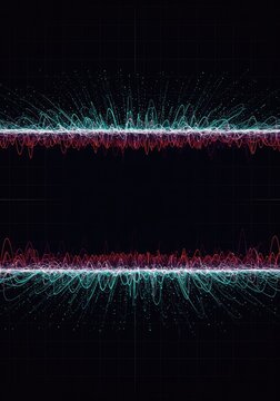 Abstract visualization showing the electromagnetic spectrum with waves of varying lengths. A dedicated space remains empty for frequency data input ,wavelength ,signal ,concept