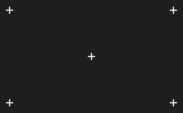 Black Screen with White Registration Marks for Motion Tracking, Video Editing, and VFX Alignment Template