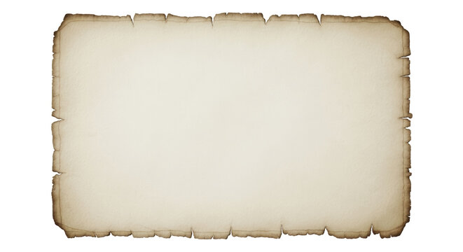 Old parchment paper texture PNG isolated on transparent background, antique scroll for map or treasure design element