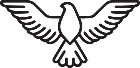 Eagle outline drawing vector black isolated on white background 