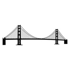 Obraz premium Black silhouette of a suspension bridge with cables and towers