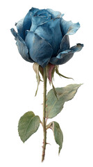 A blue rose on a transparent background.