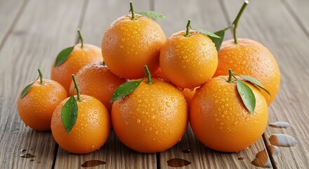 A Vibrant Display of Citrus Fruits on Wooden Table in Natural Light Environment