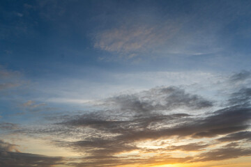 Beautiful colorful sunset with orange clouds. Sky background.