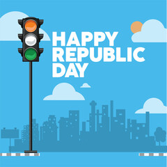 Cultural motifs integrate tradition in Happy Republic Day art.