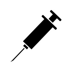 Fototapeta premium Medical Syringe Silhouette - Minimalist Icon for Vaccination, Healthcare, Injection, Medical Treatment, and Science Laboratory Design