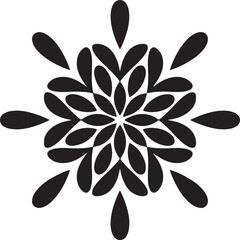 Black floral snowflake mandala symmetrical vector image © Kiran