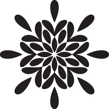 Black floral snowflake mandala symmetrical vector image