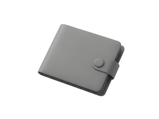 A small gray wallet with a button on the front