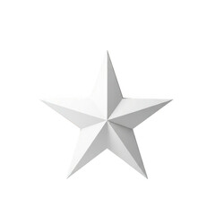 Obraz premium A single white five pointed star with subtle shading isolated on transparent background