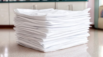 Stack of sealed personal protective equipment gowns