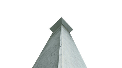 Minimalist Concrete Pillar Low Angle View Isolated on Transparent Background, Modern Architecture Column