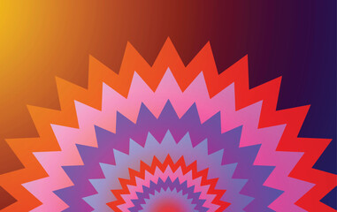 Bright, dynamic abstract art featuring concentric starbursts in pink, orange, and purple tones set against a deep colors gradient.