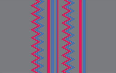 Vivid neon outlines form a zigzag red blue lines against a dark gray canvas, creating bold, playful geometric art.