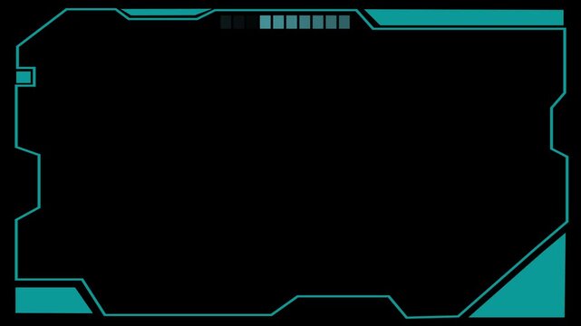 Teal Futuristic UI Frame Element with Sharp Geometric Lines on animated Black Background interface