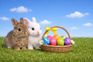 Bunte Ostereier mit Osterh&auml;schen