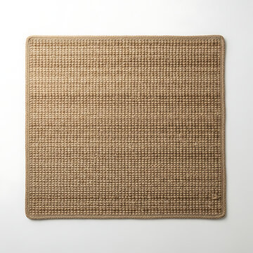 Brown woven mat with textured surface and rounded edges
