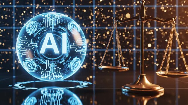 AI technology and balance scale