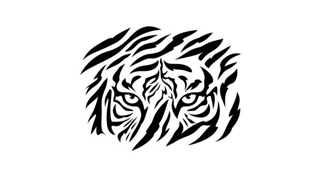Powerful Tiger Stare Tribal Design Logo Vector Graphic