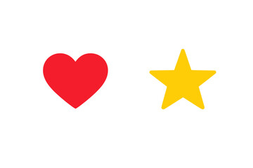 Fototapeta premium A vibrant red heart and a bright yellow five-pointed star are positioned side-by-side against a solid black background. The simple graphic elements create a bold and clean visual contrast.