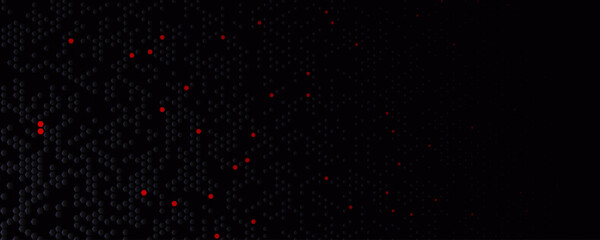 Cybersecurity network defense grid background, dark honeycomb with red alert nodes. Tech backgrounds for SOC reports, firewall sites. Cybersecurity visuals for security teams. Vector illustration © artyway