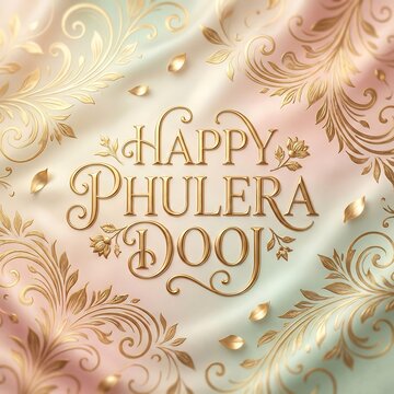 Elegant phulera doop celebration with intricate golden designs on pastel background