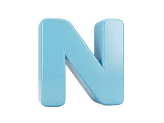 A large light blue letter N isolated on transparent background