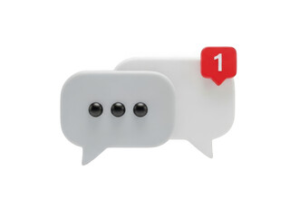A notification icon with a chat bubble and a red notification badge isolated on transparent background