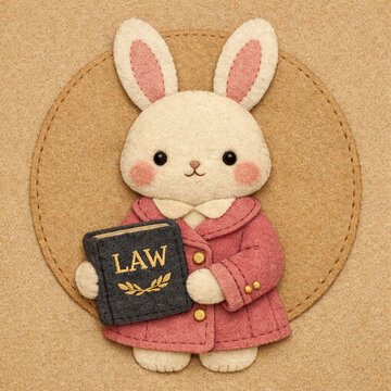 White plush bunny in a pink jacket with a book