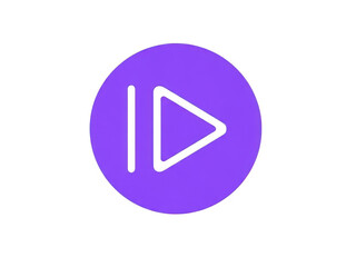A purple play button icon isolated on transparent background