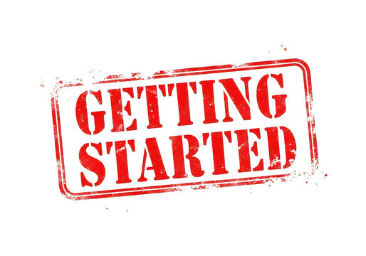 A red stamp with the words getting started on it isolated on transparent background