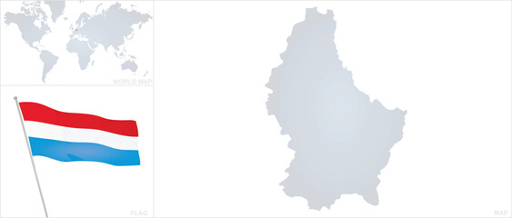 Luxembourg map and flag. vector 