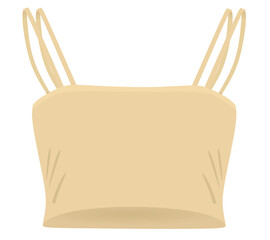 Brown crop sleeveless t shirt. vector illustration