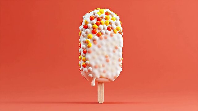 Ice cream bar with colorful candy coating