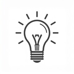 Bright light bulb idea innovation concept with glowing rays on white background minimal design