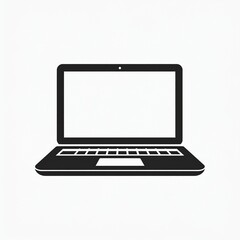 Modern black laptop open on white background technology workspace minimalist design