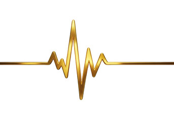 A golden ecg reading isolated on transparent background