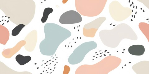 Abstract organic shapes pattern in pastel earthy tones