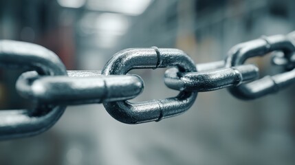 Naklejka premium Close-up of metallic chain links in industrial setting