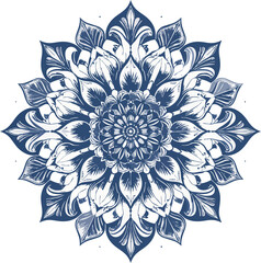 Symmetrical Blue Mandala Floral Pattern