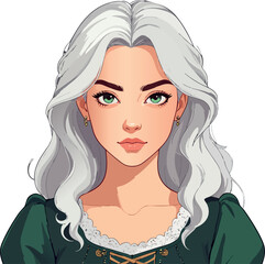 Fantasy Portrait of a Woman with Silver Hair