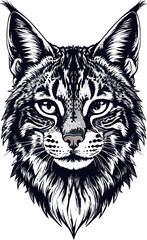 Black and White Lynx Portrait Illustration