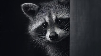 Raccoon Stares: Portrait of a Contemplative Raccoon Leaning on Textured Wall


