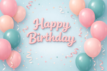 Fototapeta premium Happy birthday card with balloons