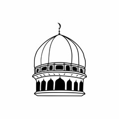 Obraz premium Masjid dome Silhouette outline line art vector clip art