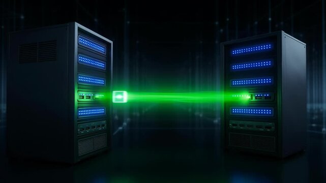 Server racks corridor futuristic datacenter