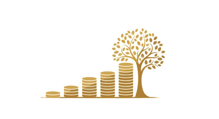 Growing financial success with tree symbol